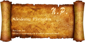 Nánássy Piroska névjegykártya